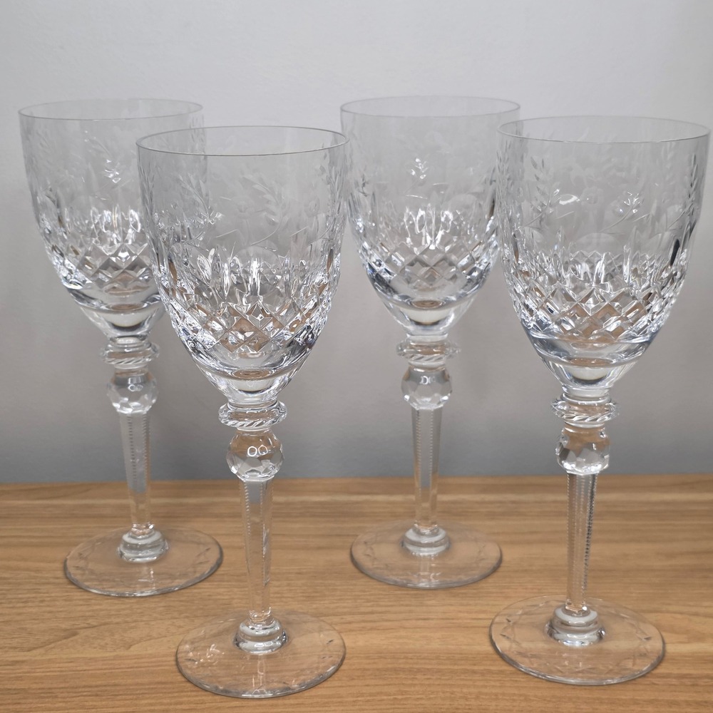 Vtg Rogaska Gallia Cut Crystal Water Wine Goblets Glasses Set of 4 9 1/4" tall